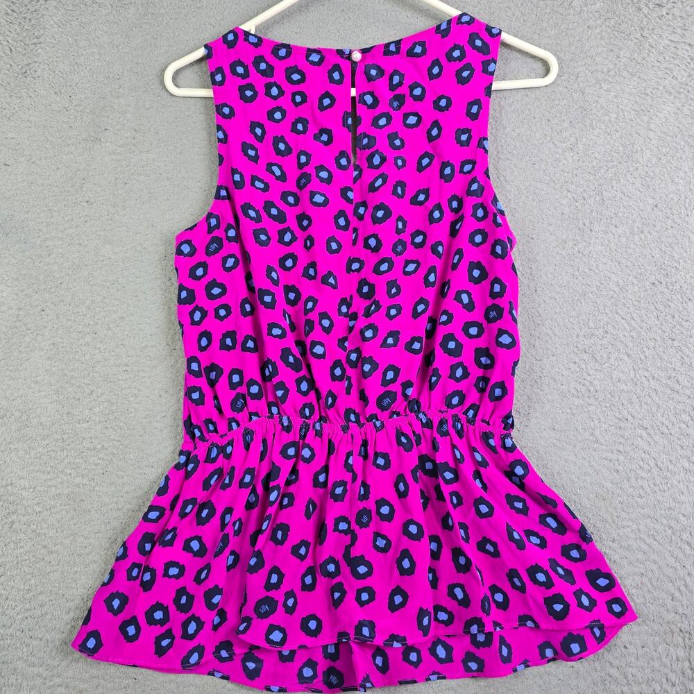 Lilly Pulitzer Silk Peplum Blouse Women's Small Pink Cheetah Leopard Barbie NWOT - Picture 9 of 11